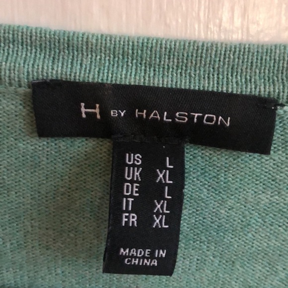 H By Halston V Neck 3/4 Bell Sleeve Blue Light Knit Sweater Top Large - Picture 8 of 9